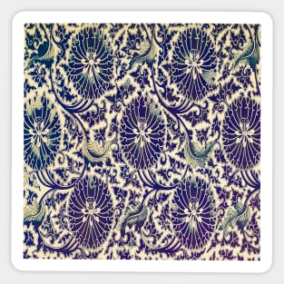 blue main color printed images that are based on vintage floral and geometric motifs, can be used in decorating fabrics and coverings in fashion Sticker